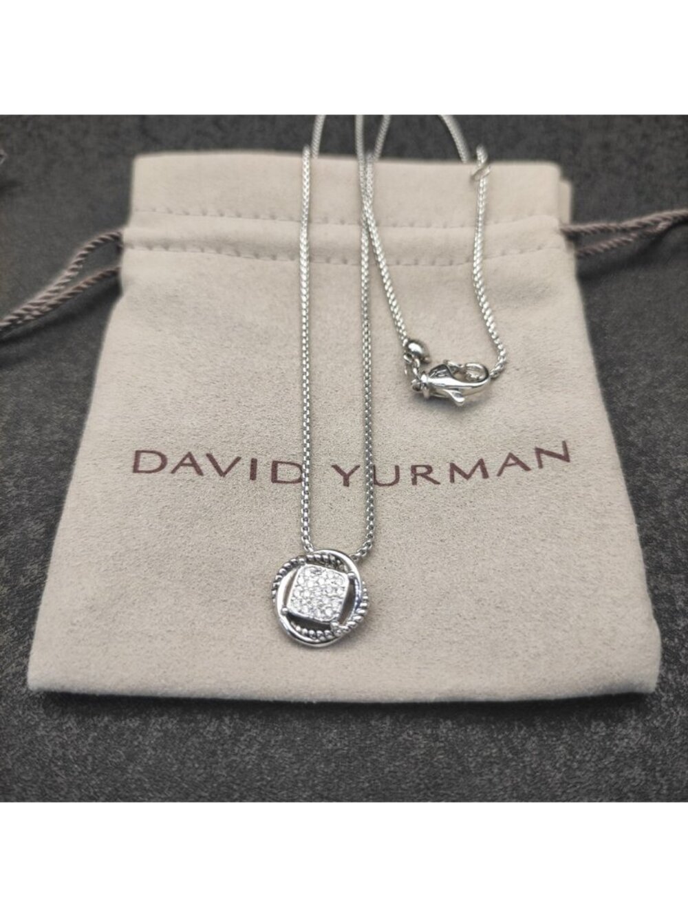 David Yurman twisted square diamond full diamond necklace